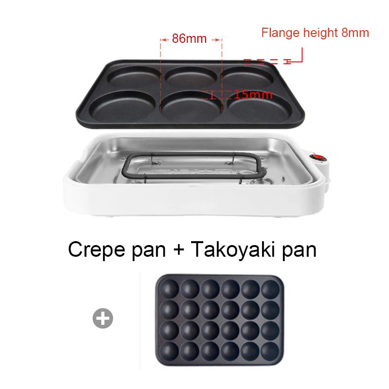 Electric Takoyaki Maker Egg Omelette Cooker Crepe Pancake Fried Steak Frying Pan Chibi Maruko Baking Machine Octopus Balls Grill