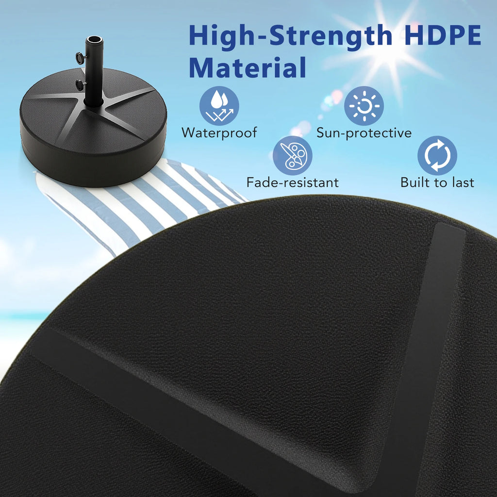 Patio Round Umbrella Base w/2 Adjustable Knobs & 3 Adapters Outdoor for Poolside