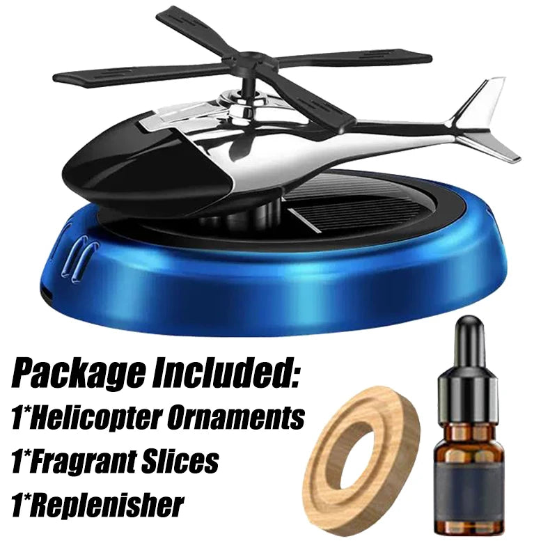 Solar Rotating Helicopter Diffuser Car Air Freshener Decoration Propeller Aromatherapy Fragrance Perfume Auto Interior Deodorant