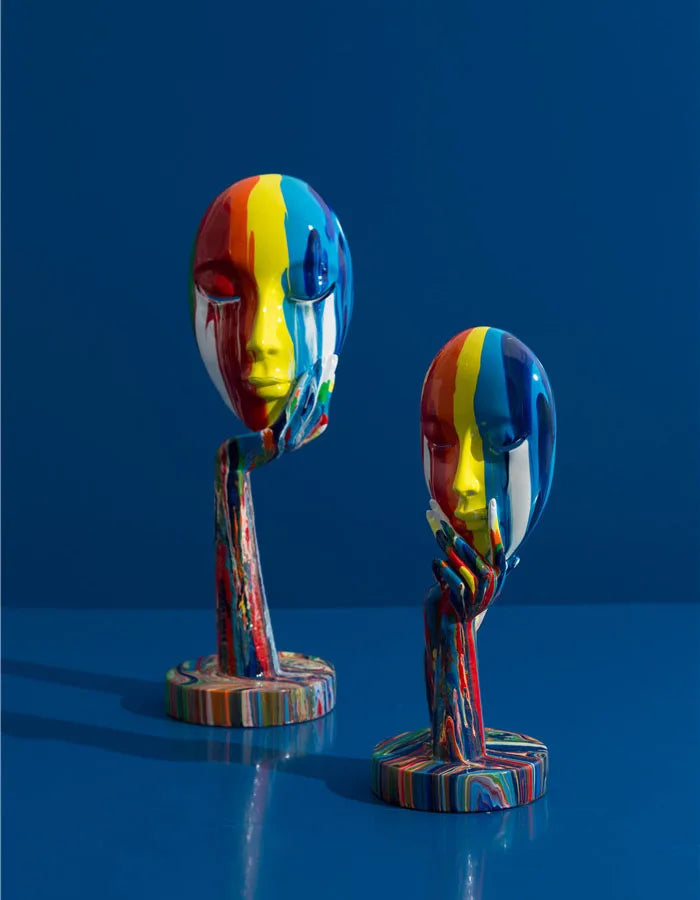 Modern Creative Painted Colorful Abstract mask Decoration Home Wine Cabinet Office Decoration Desktop Decoration Crafts