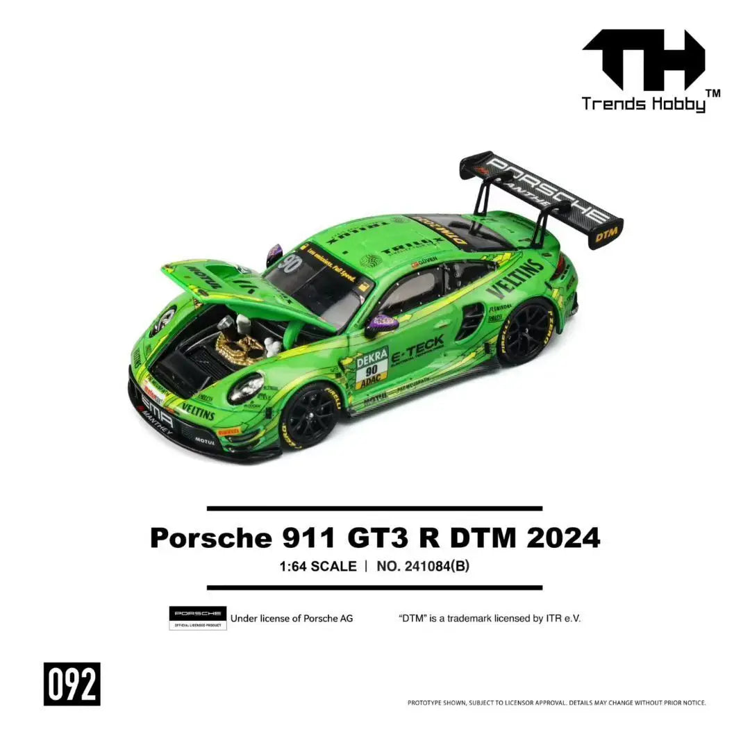 Trence Hobby 1:64 Porsche 911 GT3 R DTM 2024 Openable Hood Diecast Diorama Car Model Toys TH