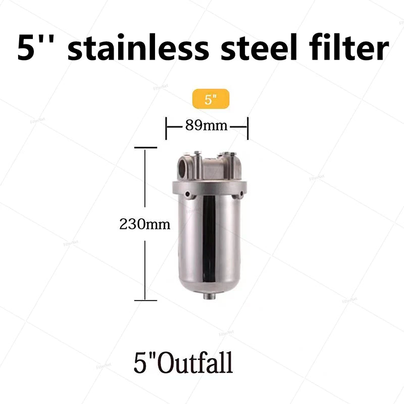 5inch Prefilter 304 Stainless steel hot water filter housing DN15 DN20