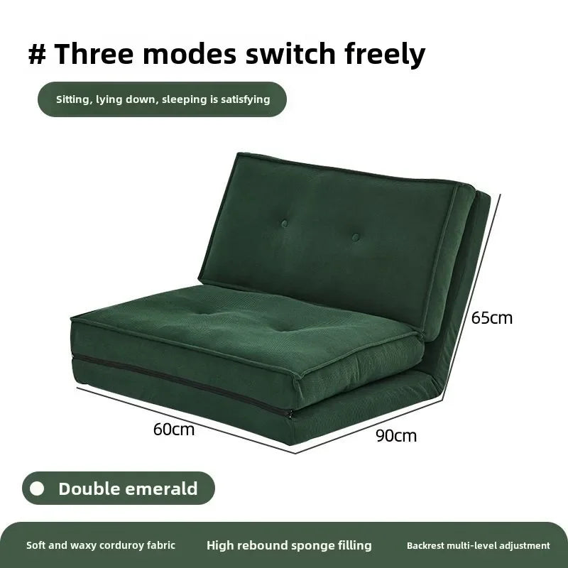 Leisure Corduroy Folding Lazy Sofa Living Room Single Sofa Small-sized Household Cream Style Reclining Foldable Sofa Bed New
