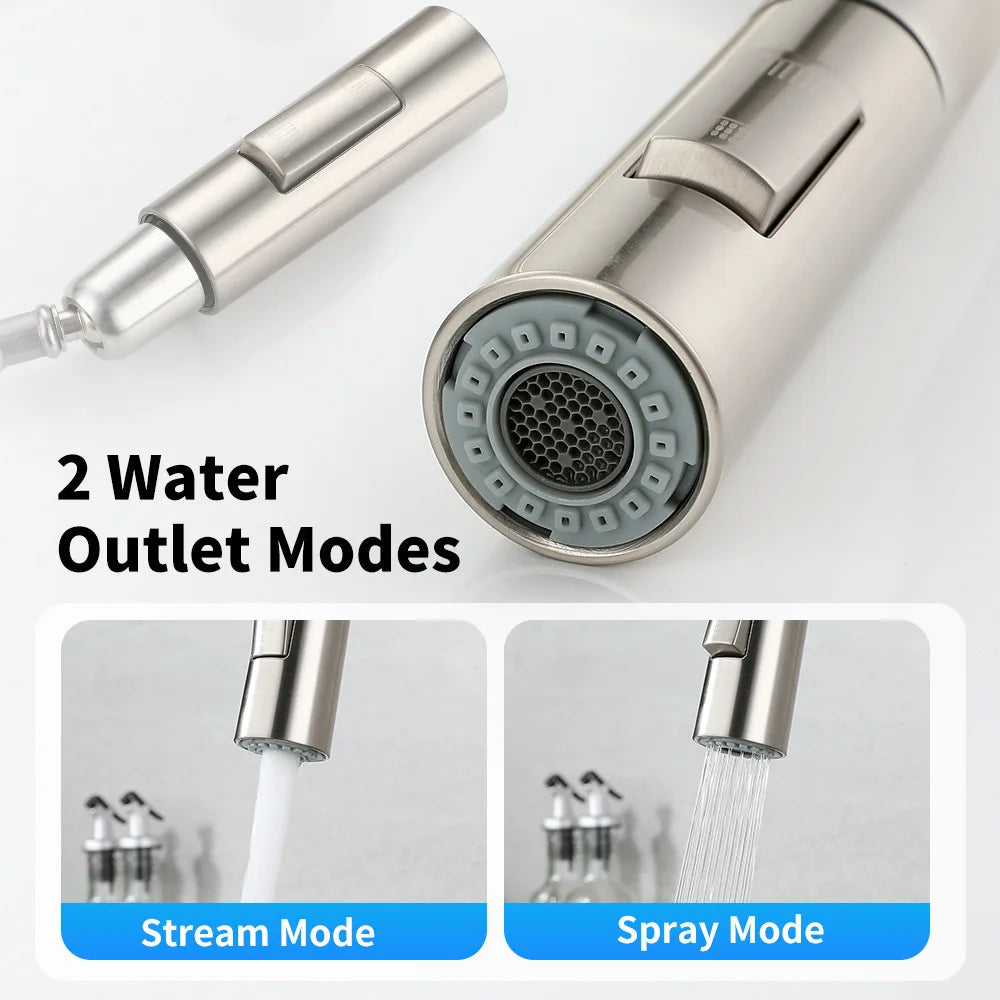 Stainless Steel Kitchen Pull-out Faucet Hot and Cold Household Splash-proof Sink Telescopic Sink Washing Basin Faucet