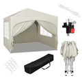3x3m Folding Gazebo with 4 Side Walls Height-Adjustable Party Tent Water-Repellent UV Protection for Garden Camping Picnic