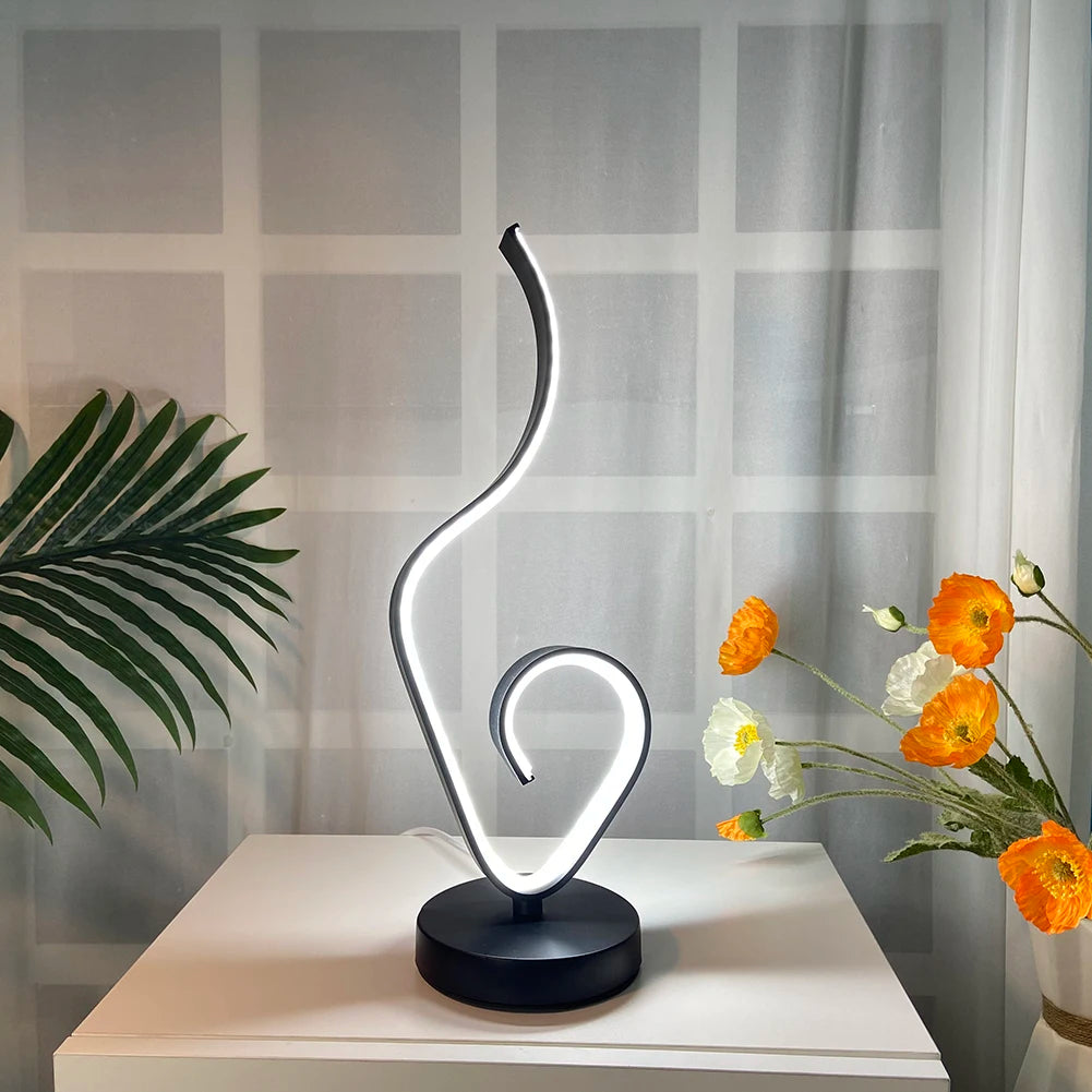 Modern Spiral LED Table Lamp Metal Bedroom Bedside Desk Lights Home Living Study Room Eye Protection Reading Night Lighting