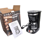 12 Cups Small Home Automatic American Drip Steam Coffee Maker, Brew Tea, Suitable for Home and Office