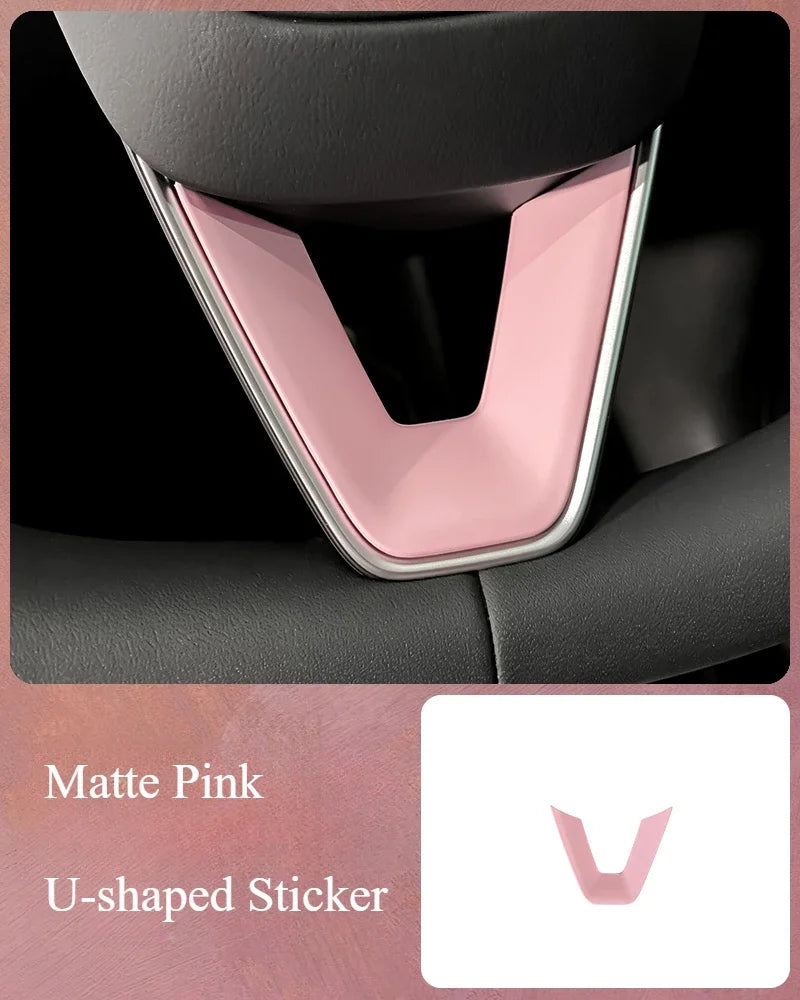 For Tesla Model 3 Highland 2024 Car Accessories Steering Wheel Patch Decorative Protective Cover Sticker Steering Wheel Sticker