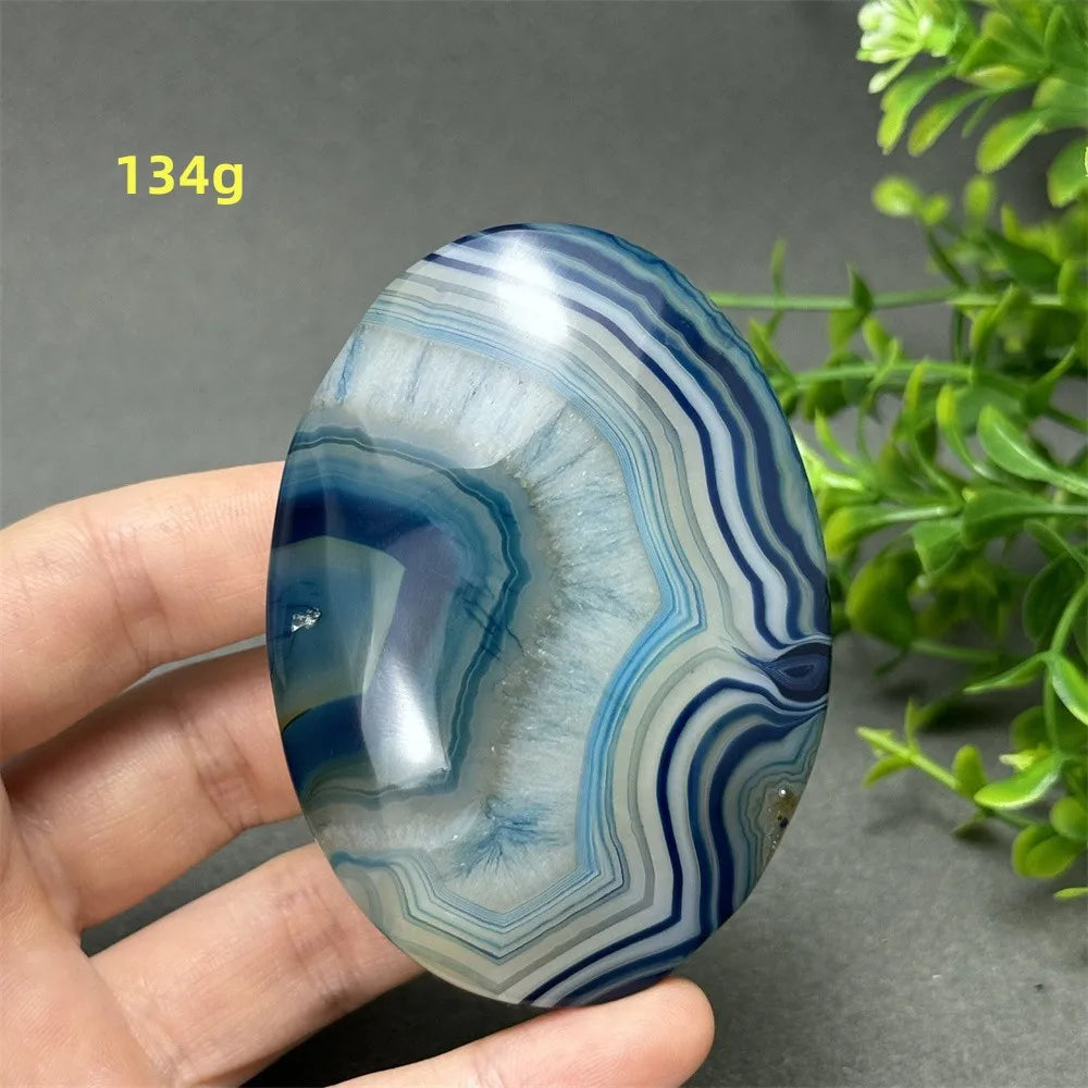 Natural Blue Agate Palm Play Healing Spiritual Meditation Chakra Witchcraft Prayer Energy Feng Shui Home Decor Gift