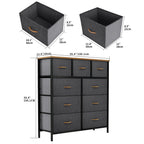 YITAHOME 9 Drawer Wide Fabric Dresser with Easy Pull Handles Sturdy Steel Frame for Bedroom Kids Room Closet Storage
