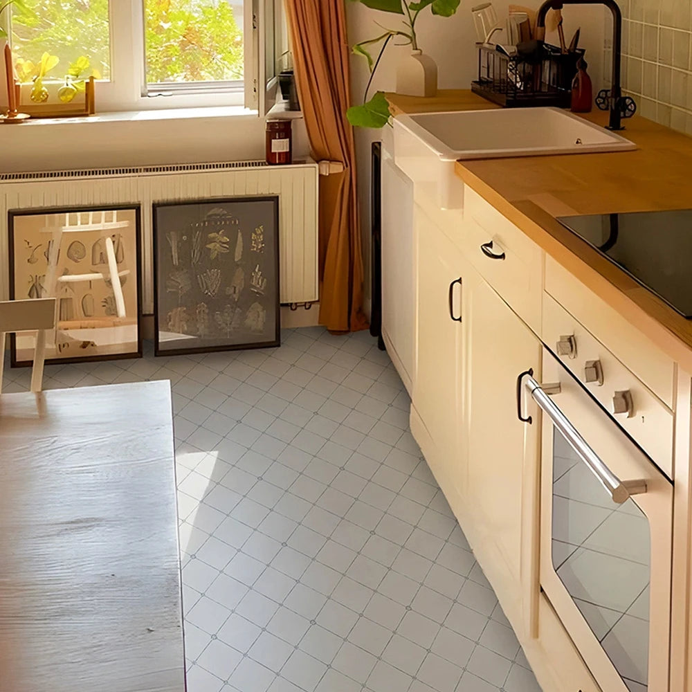6 PCS  Peel and Stick Floor Stickers for Kitchen Room Backsplash Wall Tile Decals Waterproof Decorative Stickers for Floor