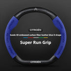 For Citroen C1 C2 C3 C4 C5 C6 VTS Xsara C-Crosser Berlingo Jumpy Carbon fiber Suede Car Steering Wheel Cover Auto Accessories
