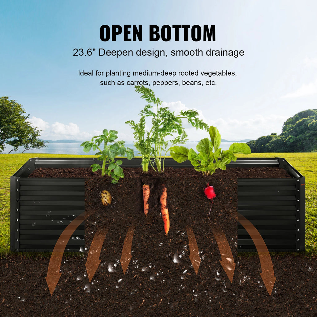 VEVOR Raised Garden Bed Outdoor Planting Boxes with Open Base for Growing Flowers/Vegetables in Backyard/Garden/Patio/Balcony