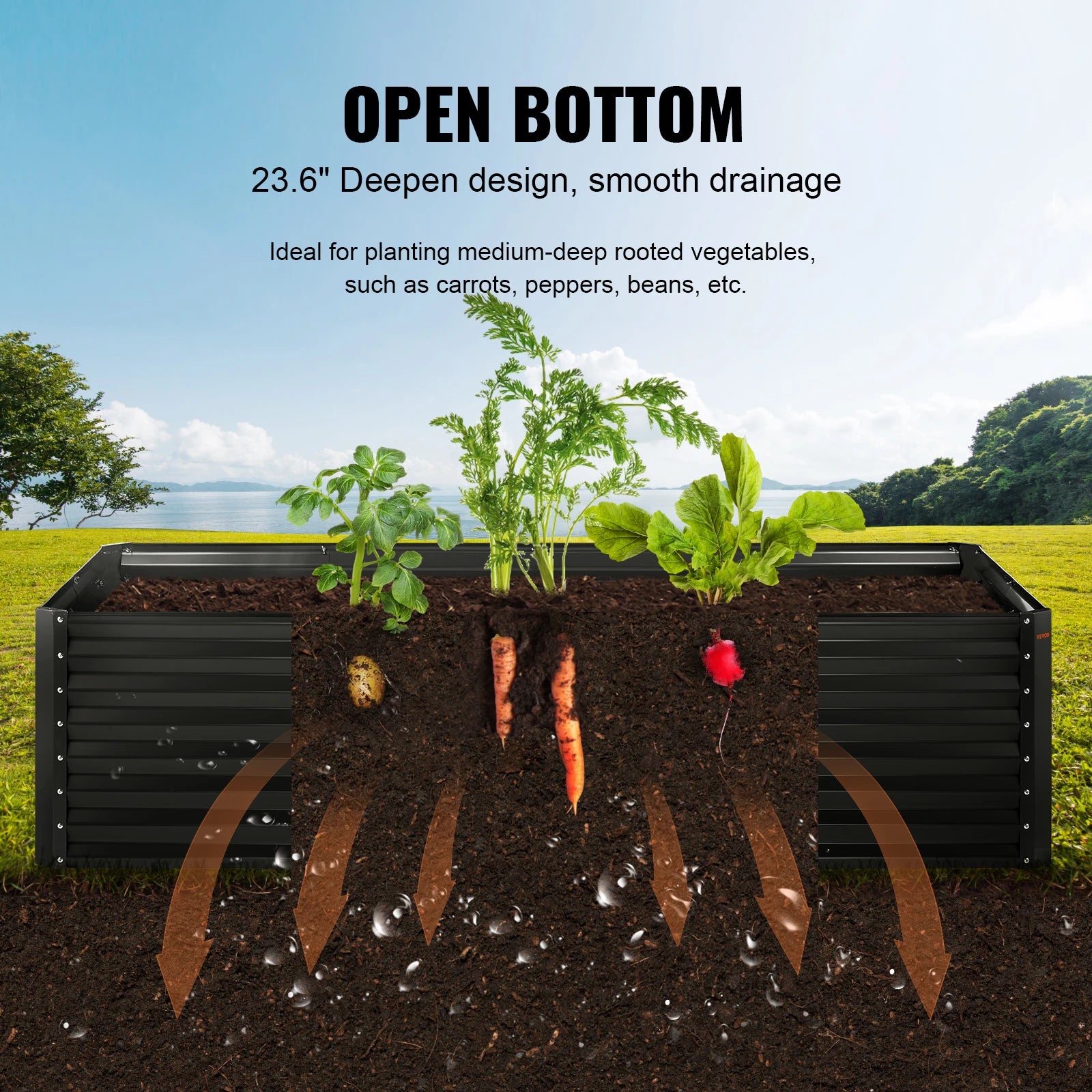 VEVOR Raised Garden Bed Outdoor Planting Boxes with Open Base for Growing Flowers/Vegetables in Backyard/Garden/Patio/Balcony