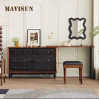 Mid Century 85 cm Solid Wooden Dresser Set Six Drawers Elegant Design Spacious Counter top Bedroom Furniture Wooden Dresser