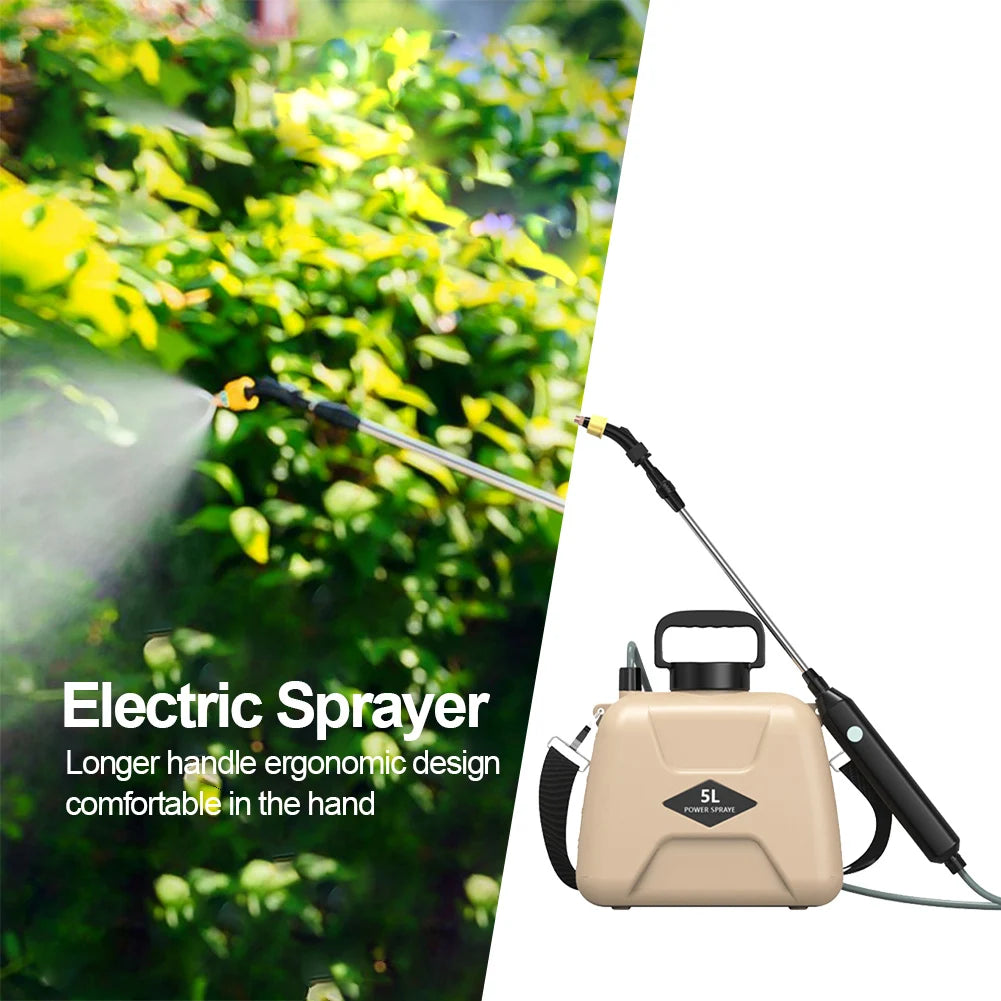 5L Electric Sprayer Automatic Garden Plant Mister 360 Rotating Nozzle with Shoulder Strap 1500mAh Rechargeable Irrigation Tool
