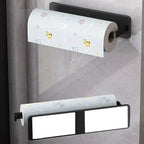 Kitchen Tissue Holder Without Punching Strong and Traceless Cling Film Cloth Storage Rack Cabinet Roll Paper Storage Rack