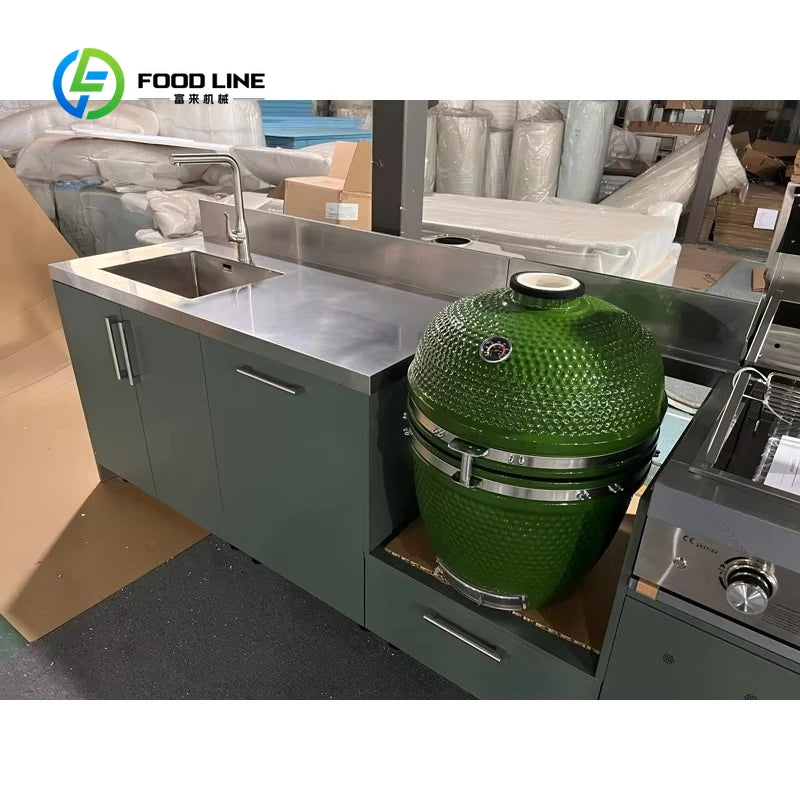 Customized Contemporary Stainless Steel Modular Outdoor Kitchen Cabinets Weather Resistant for Patio Backyard Cooking Area