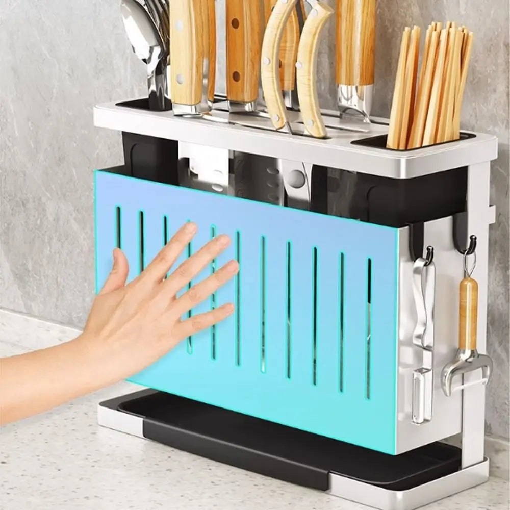 Carbon Steel Kitchen Storage Rack Multiple Brackets Detachable Cutlery Display Organizer Integrated Space Saving Drain Rack