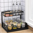 Under Sink Organizer and Storage, 2 Pack Pull Out Cabinet Organizer Slide Out Sink Shelf Cabinet Storage Shelves, Under Sink Sto