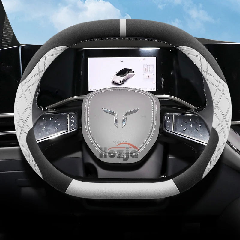 Suede Leather Car Steering Wheel Cover for Hongqi EH7 EH7pro 2024 2025 Auto Interior Accessories