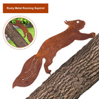 1/5Pcs Rusty Metal Birds Rusty Running Squirrel Decor Metal Art Set Outdoor Garden Animal Silhouette Creative Wrought Iron Decor