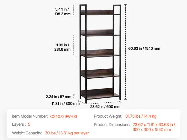 SucceBuy Metal Bookshelf 3-14-Tier Tall Industrial Bookshelf Vintage Display Storage Bookcase with Open Shelves for Home Office