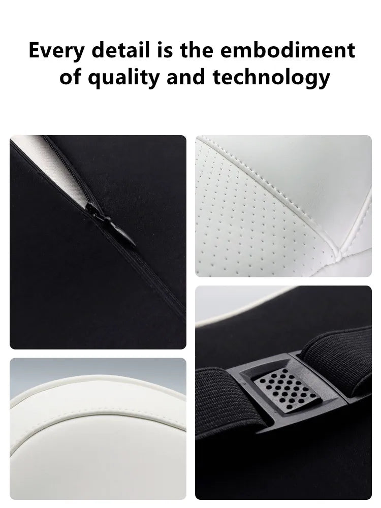 Nappa Leather Memory Cotton Headrest Car Seat Lumbar Bolster Tender Neck Pillow For Tesla Model 3 / Y / X S Interior Accessories