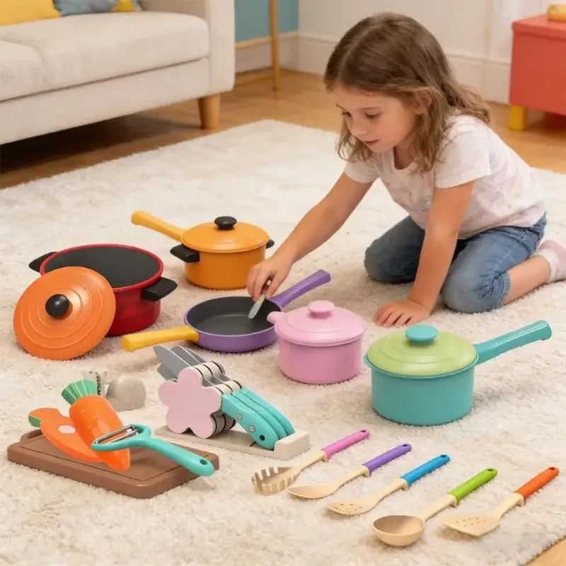 Educational Kitchen Play Items For Children Including Pans And Safe ABS Cooking Tools For Fun tasks A2UB