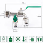 Double Tap 20/25mm input 3/4 Inch Outlet w/ Thicken Outlet Valve Detachable for Garden Drinking Water Farm with Green Handle