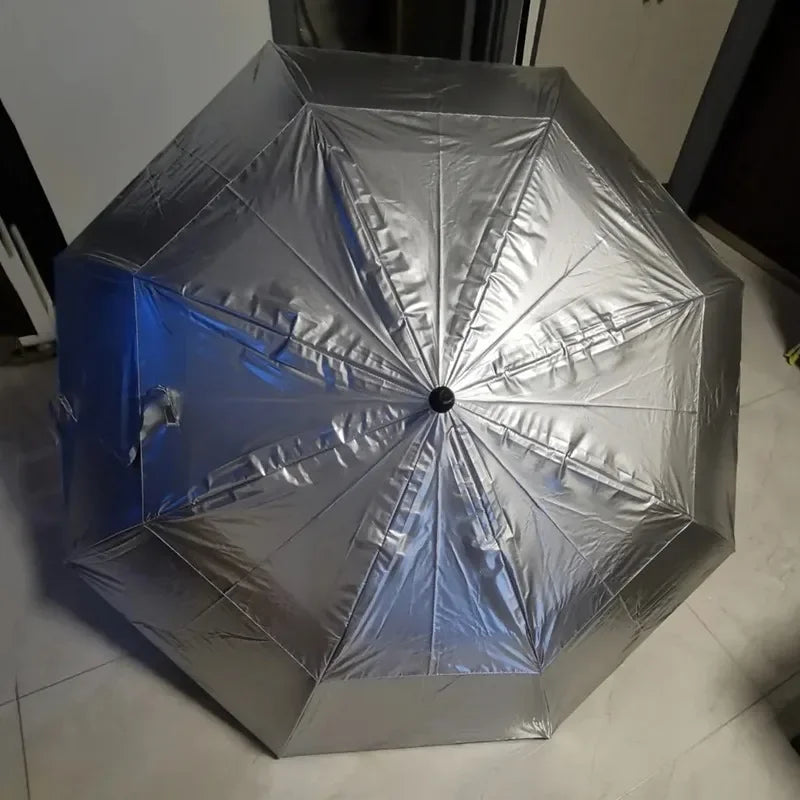 180CM Big Size Long Handle Umbrella Double-deck Large Rain Umbrellas Luxury Silver Dual Use Sunscreen Windproof Rain Gear Gift