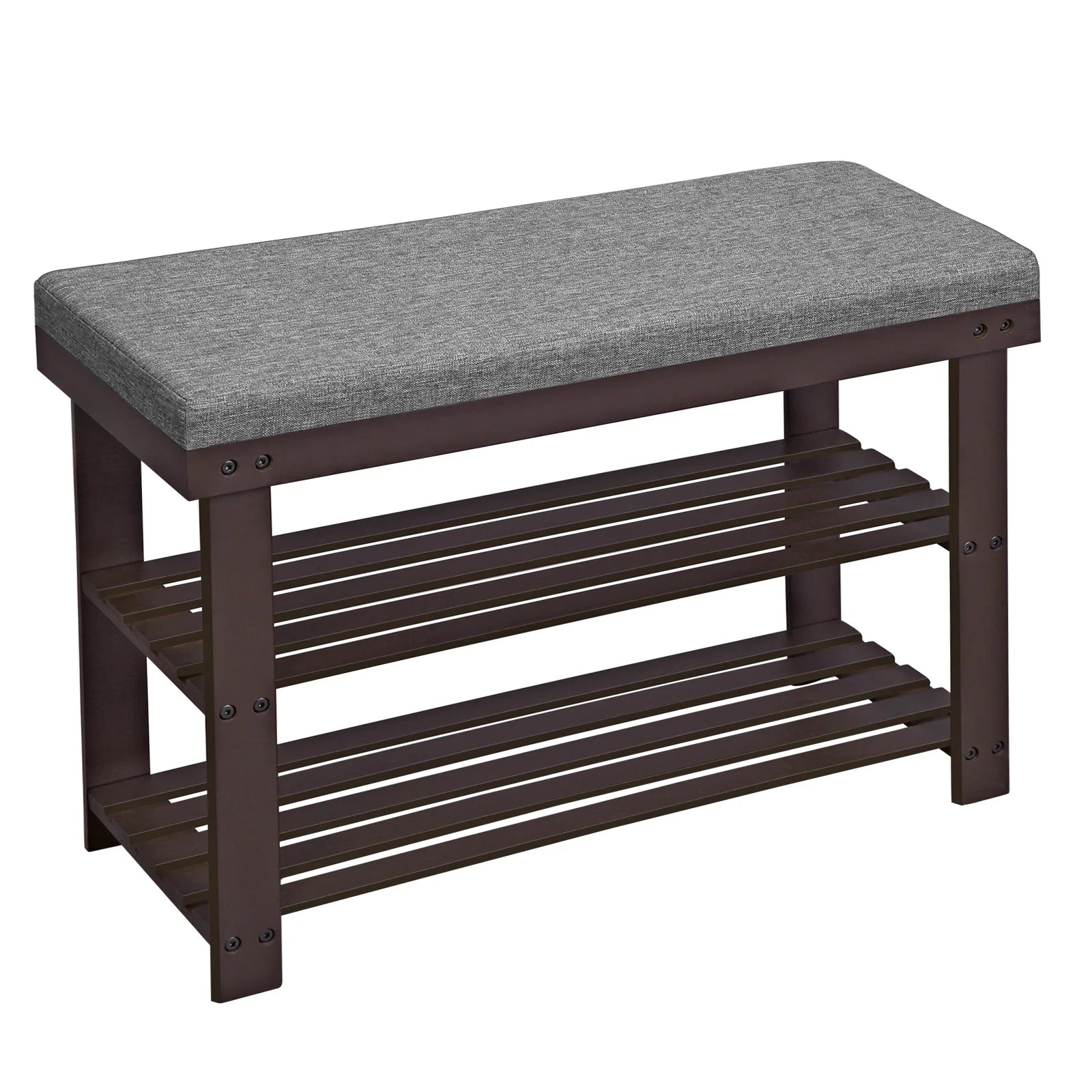 SONGMICS 3-Tier Bamboo Shoe Rack, Stable Shoe Organizer for Entryway & Living Room, Bench Seat Holds Up to 330 lb
