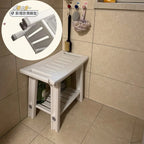 Non-Slip Shower Stool, Mold-Resistant Storage Seat, Double-Decker Bath Bench with Organizer, Mobile Entryway Changing Bench