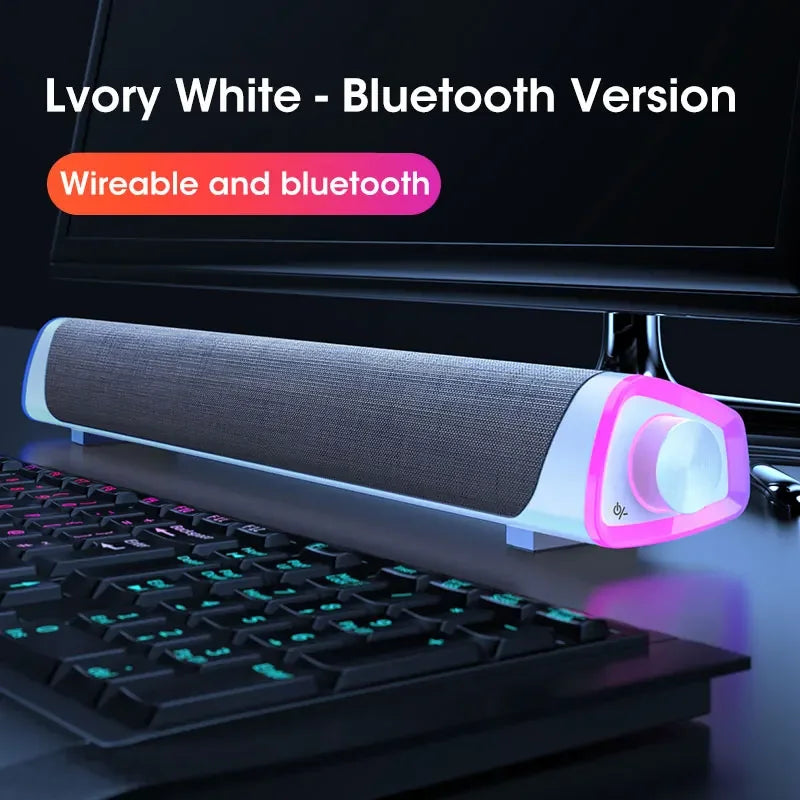 Laptop & PC Bluetooth Speaker Bar - Wired Subwoofer
