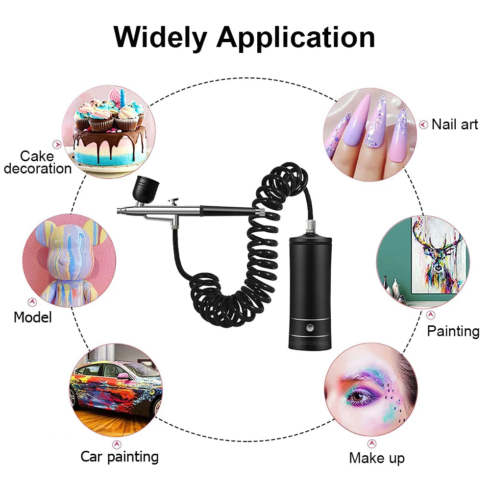 Portable Airbrush with Compressor Airbrush Painting Spray Gun for Nails Cake Painting Wireless Electric Paint Gun Airbrush Kits