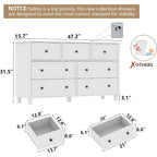 Farmhouse 7 Drawers Dresser for Bedroom, White Dresser Chest of Drawers, Wood Storage Dressers with Deep Drawers and Metal Handl