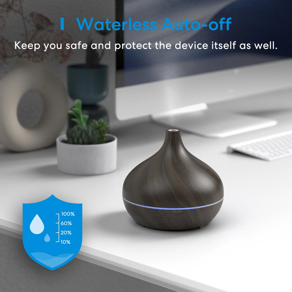 Meross Smart WiFi Wooden Essential Oil Diffuser Air Humidifier Voice Control Humificador For Bedroom Home Plants Support HomeKit