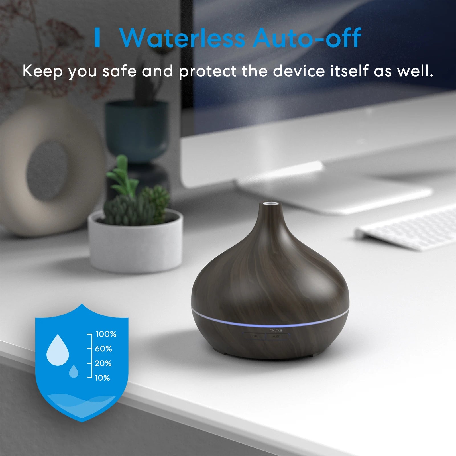 Meross Smart WiFi Wooden Essential Oil Diffuser Air Humidifier Voice Control Humificador For Bedroom Home Plants Support HomeKit