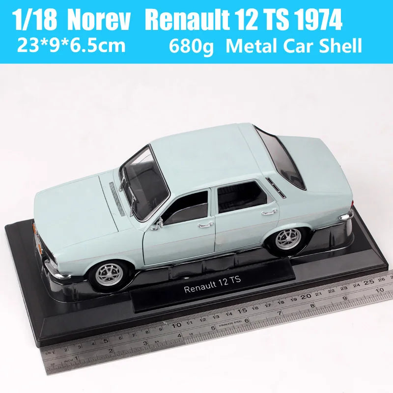 Norev 1/18 Scale Big Renault 12 TS 1974 Gordini 1971 Diecast Car Model Classic Toy Vehicles Blue Miniaturas Collectibles Gifts
