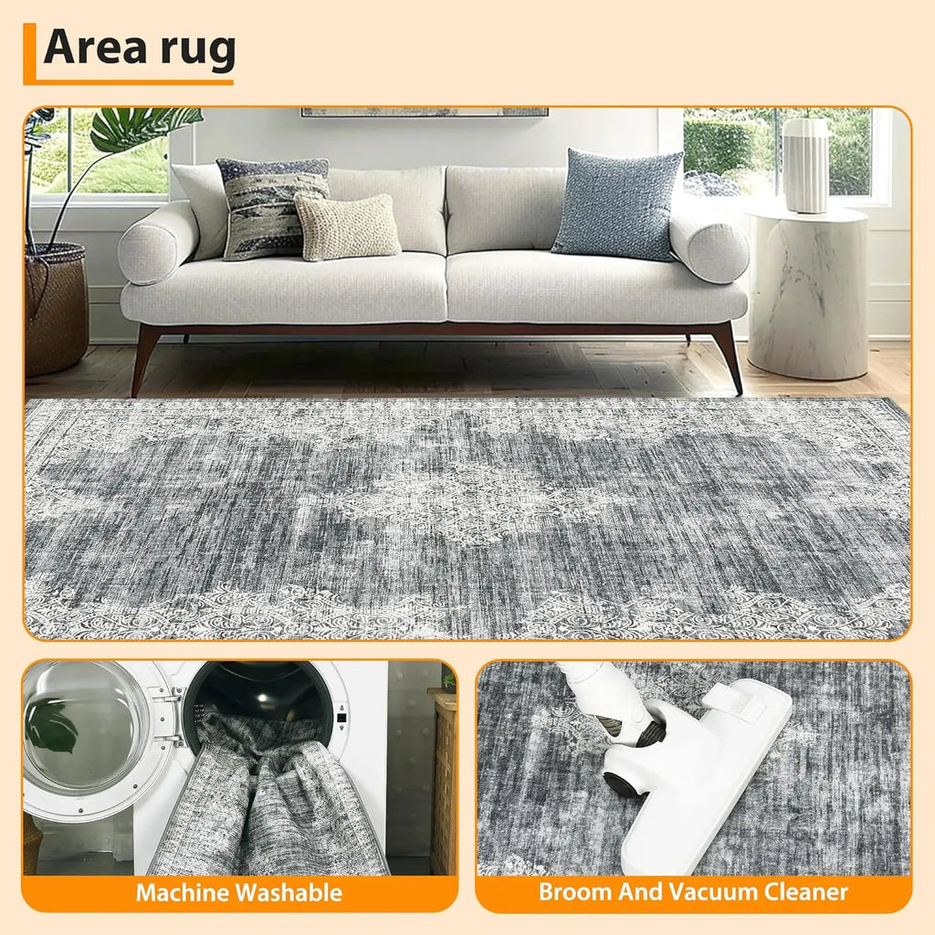 8x10 Area Rug,Rugs for Living Room,Washable Rug for Bedroom,Foldable Thin Rug,Rugs for Bathroom Entryway,Indoor Floor Rug