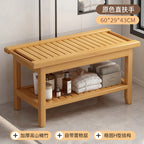 Anti-Slip Bamboo Shower Stool Waterproof Bathroom Bath Bench for Foot Washing or Entryway Shoe Changing Seat