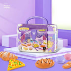 Tea Time Playset Simulated Kitchen Playset Table Snack With Storage Case Pretend Cooking Montessori Interactive