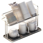 Kitchen Stainless Steel Double-layer Water Cup Rack Hanging Upside Down Teacup Storage Rack Household Tray Shelf