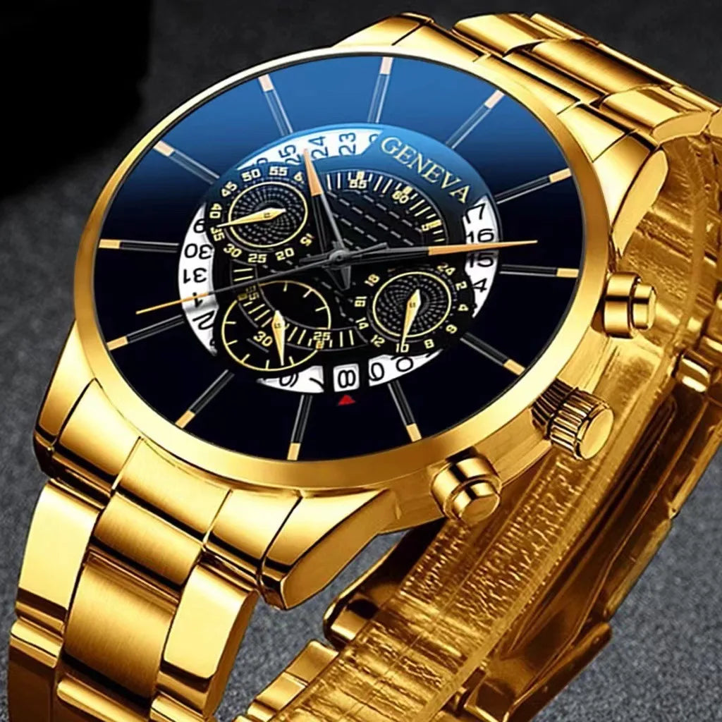 3pcs/1pcs men's fashionable quartz watch set, stainless steel strap, circular dial, date function, electronic drive,