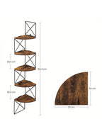VASAGLE Wall Mounted 5-Tier Floating Corner Shelf. For Bedroom, Living Room, Bathroom, Kitchen, Office. Easy Assembly