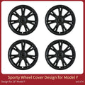 4 PCS 19Inch Sporty Wheel Hub Cap Matte Black Automobile Wheel Hub Fully Wrap Rim Cover Replacement for Tesla Model Y 2020-2024