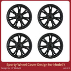 4 PCS 19Inch Sporty Wheel Hub Cap Matte Black Automobile Wheel Hub Fully Wrap Rim Cover Replacement for Tesla Model Y 2020-2024