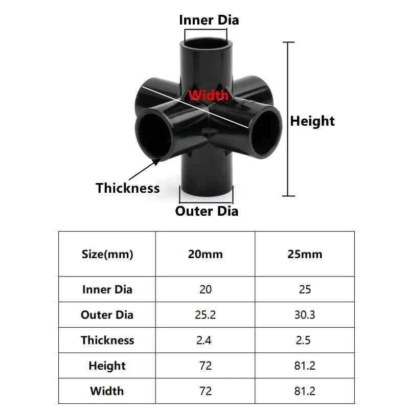 20-63mm Black PVC Pipe Connectors Ball valve Three-way Direct Garden Water Aquarium Fish Tank Drainage Tube Fittings Accessories