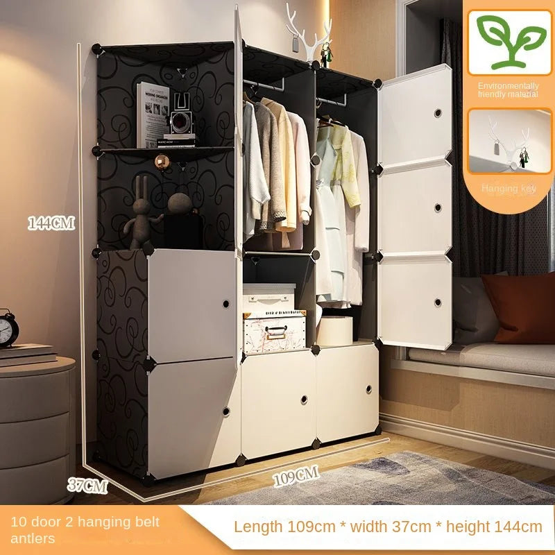 Home Bedroom Furniture Simple Wardrobe Clothes Cabinets Dressers Cube Storage Locker Baby Closet Plastic Collapsible Dustproof