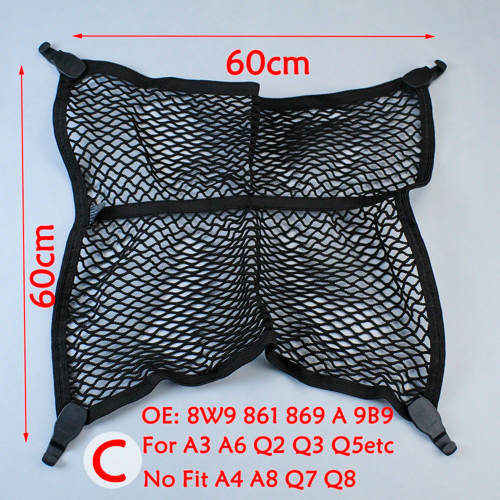 Original Car Trunk Mesh Net Cargo Luggage For Audi A3 A4 A5 A6 A7 A8 Q2 Q3 Q5 Car Mesh Cargo Net Holder Trunk 4 Hook